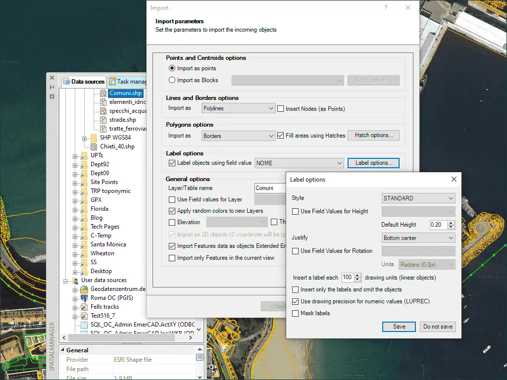 Cad import spatial data big